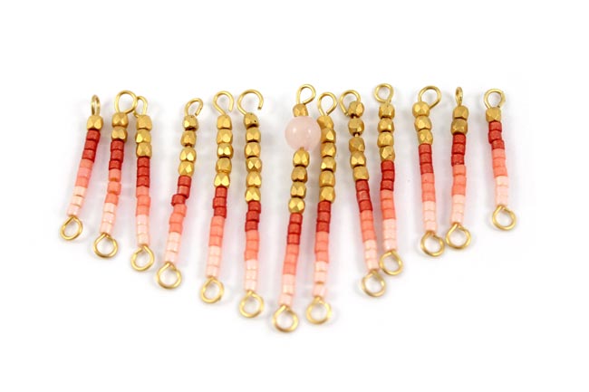 Collana perle Miyuki corallo e gocce dorate 2 Sautoir perles Miyuki corail et gouttes dorées 2