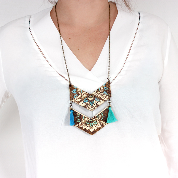 Maglia con scheda chevron pyrographed legno