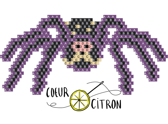 Araignée Tissage Brick Stitch en perles Miyuki par Coeur Citron diagramme Araignée Tissage Brick Stitch en perles Miyuki par Coeur Citron diagramme