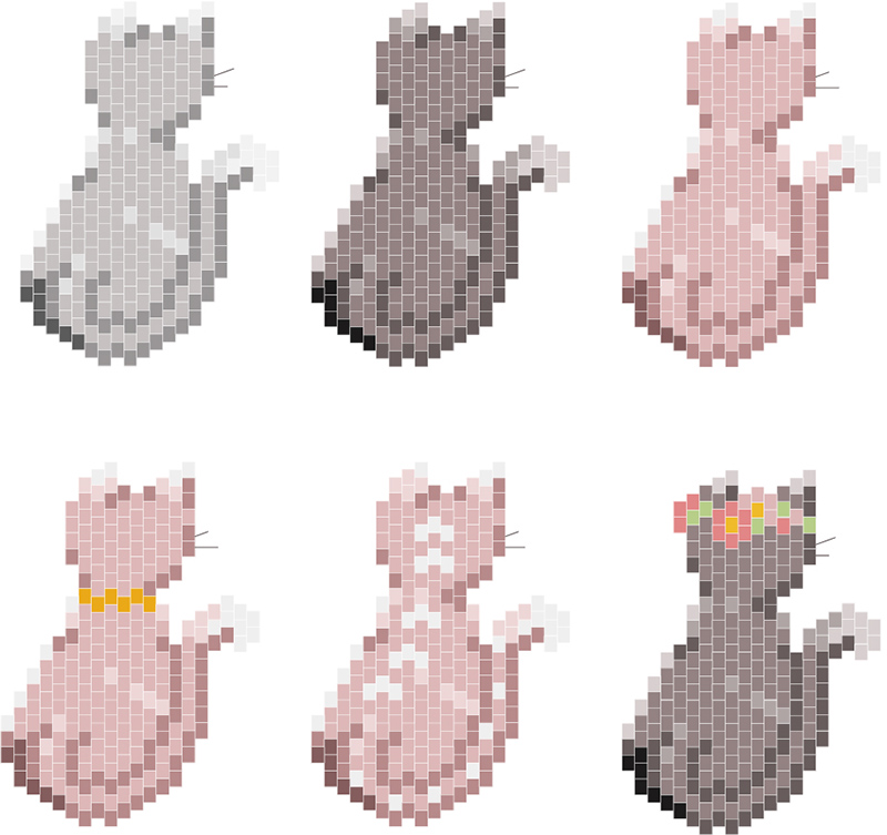 Chat de dos en tissage de perles Miyuki Brick Stitch schéma Chat de dos en tissage de perles Miyuki Brick Stitch schéma