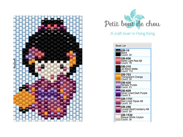 DIT diagramme pour tissage de perles miyuki concours voyage en asie