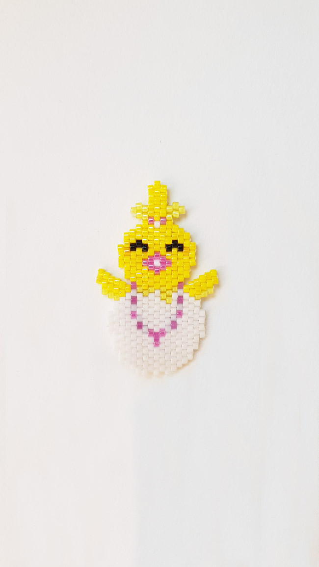 Schema Pulcino di Pasqua fai da te che tesse le perle Miyuki