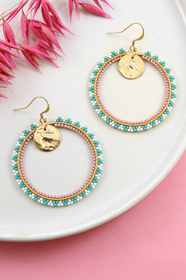 Schema Orecchini grandi Miyuki Kawaii a punto mattone Creole