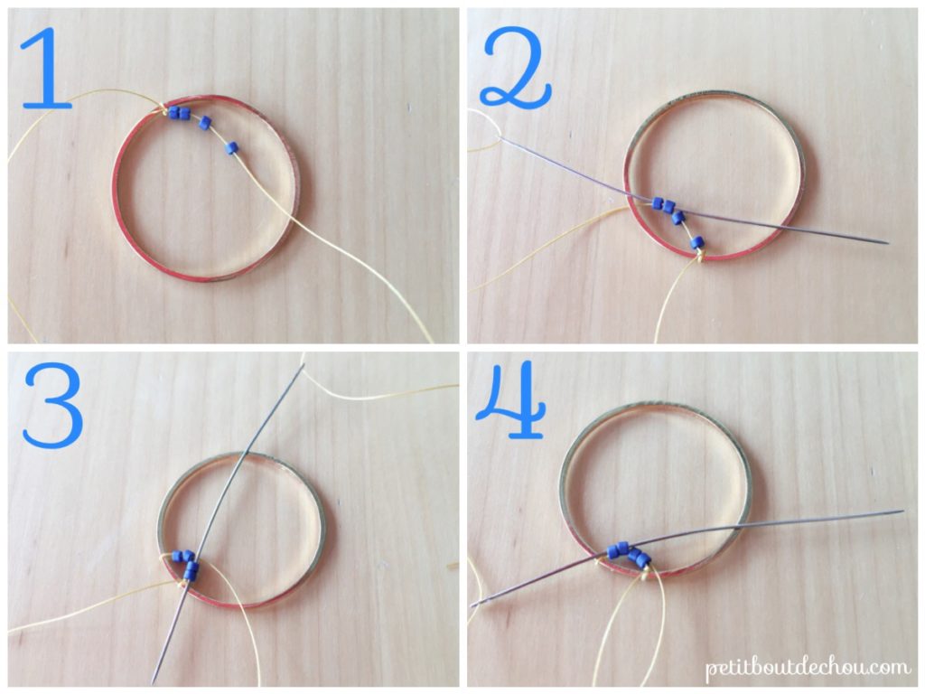 Pendente a forma di mandala con perline Miyuki di Petit bout de chou, a punto mattone. : Tappa 1