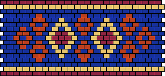 tessitura Peyote strano sulla pelle schema bracciale zoom Tissage Peyote impaire sur manchette en cuir schéma zoom