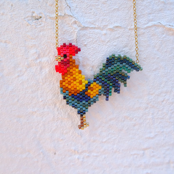 Perle in vetro gallo motivo a tessitura di mattoni Miyuki Delicas