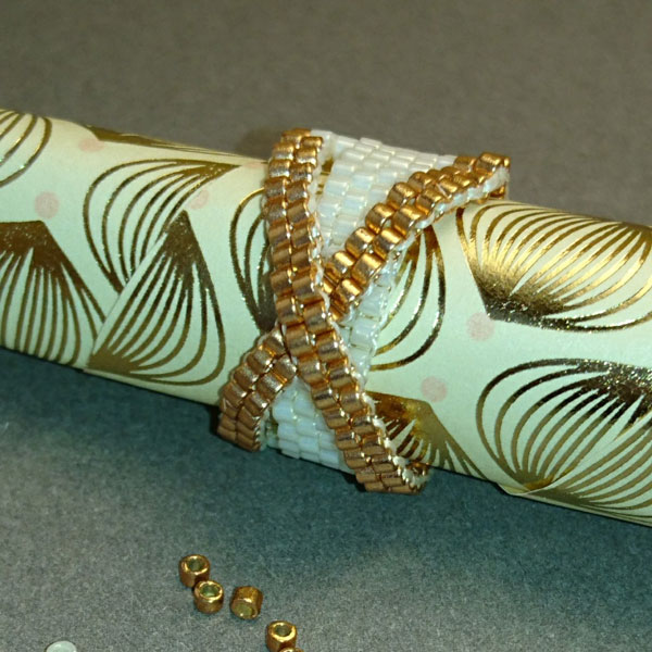 anello fai da te tessitura peyote perline Miyuki incrociati