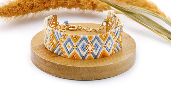 Bracciale intrecciato Miyuki Peyote Impair colori estivi Bracciale intrecciato Miyuki Peyote Impair colori estivi