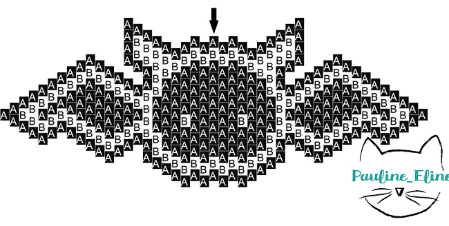 Bat tessitura Brick Stitch perline Miyuki schema Pauline Eline Chauve-Souris tissage Brick Stitch en perles Miyuki par Pauline Eline schéma