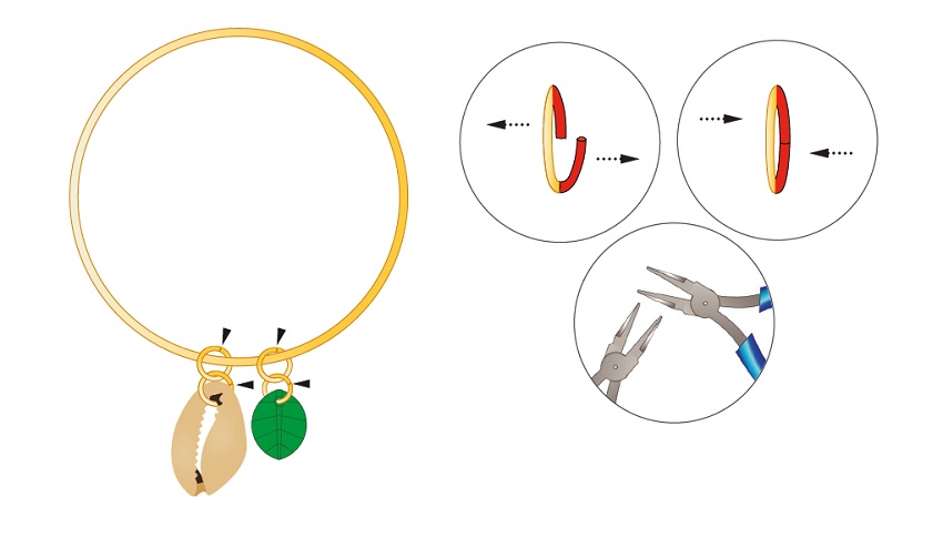 bracciale d'oro con ciondolo in cristallo PureCrystal Pure Leaf Ciprea : Tappa 1