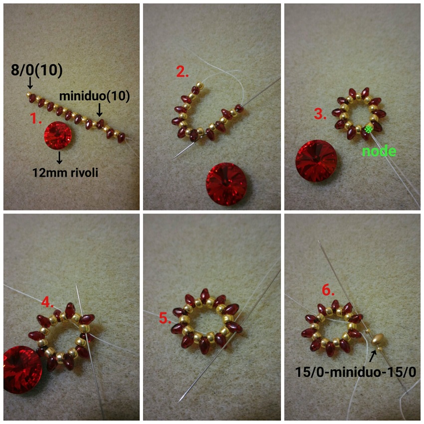 / Tutorial ad anello orecchini-SuperDuo-Arcos-rock-cabochon-PureCrystal-01