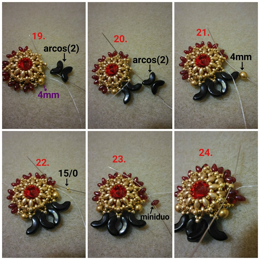 / Tutorial ad anello orecchini-SuperDuo-Arcos-rock-cabochon-PureCrystal-04