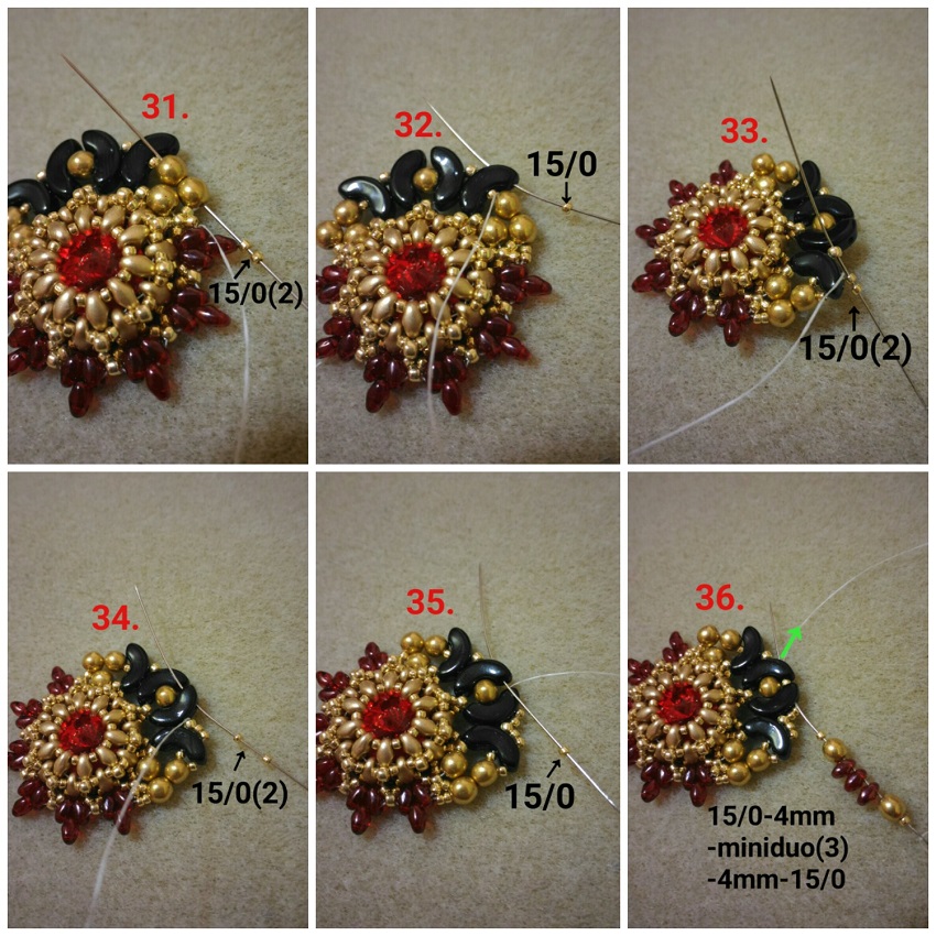 / Tutorial ad anello orecchini-SuperDuo-Arcos-rock-cabochon-PureCrystal-06