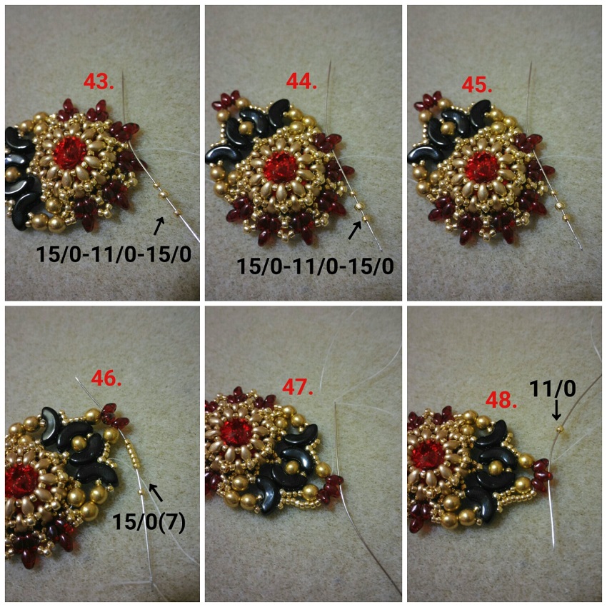 / Tutorial ad anello orecchini-SuperDuo-Arcos-rock-cabochon-PureCrystal-08