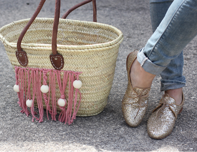 Personalizzare un cesto con lana e MACRAMÉ tessitura Natura XL