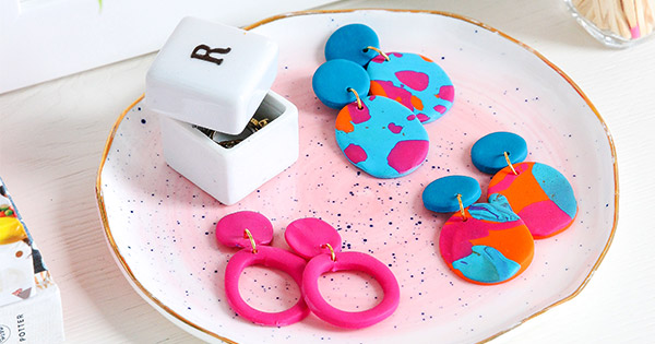 Orecchini Pendenti Tondi Fimo Perles Co