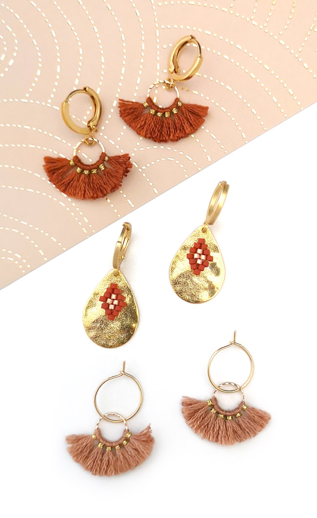 Orecchini mini pompon tessitura Miyuki pinterest