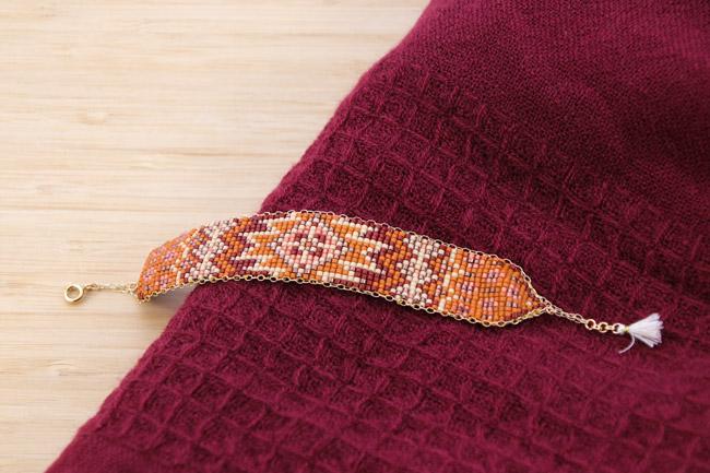 Bracciale Tutorial in perle di miyuki color mattone mattone finale