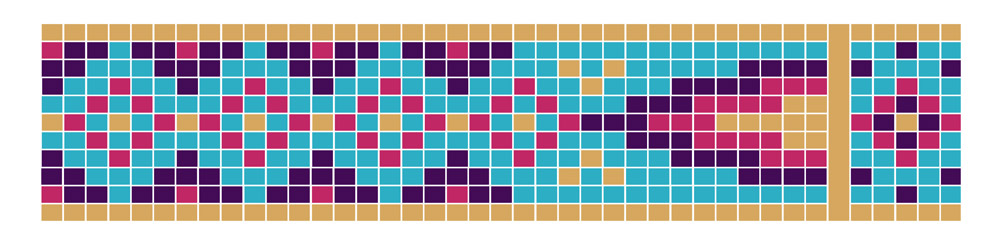Griglia tessitura Miyuki turchese e viola piccola