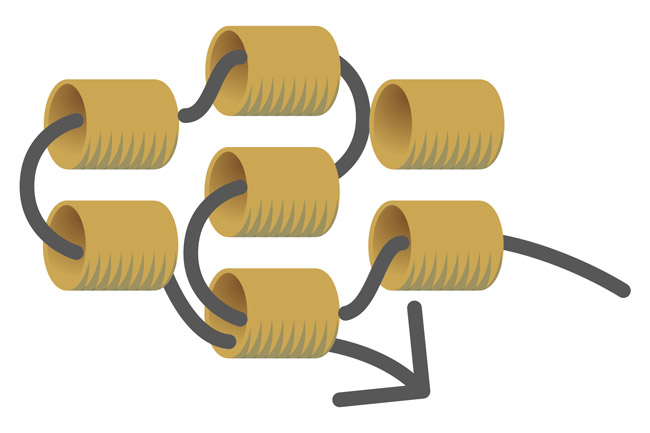 incuneare il filo nelle perline