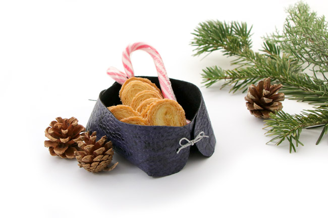 Cestino Easy DIY in pelle di serpente blu scuro