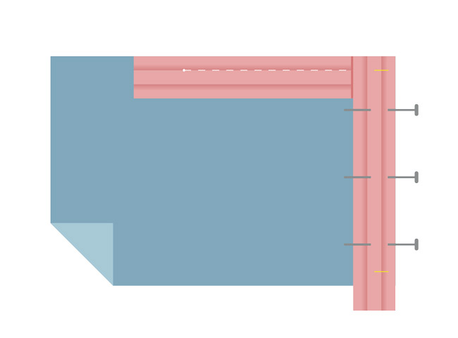 Per bloccare gli angoli, piegare la diagonale