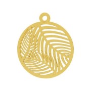 Ciondolo foglia di palma 18.5 mm Argento 925 Dorato con oro fino x1