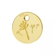 Ciondolo Dente di Leone 7 mm Argento 925 dorato con oro fino x1