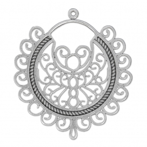 Distanziatore etnico 16 anelli 41 mm Placcatura argento antico x1