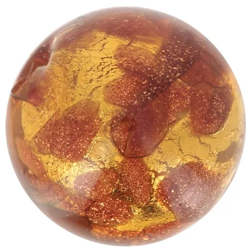 Tonda Murano mm. 10 Ambra foglia oro x1