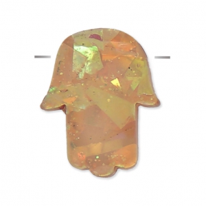 Mano di Fatima forata da parte a parte 14 mm imitazione Opalo Beige