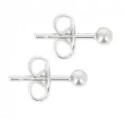 Orecchini a perno con pallina 3 mm Placcatura argento finox2