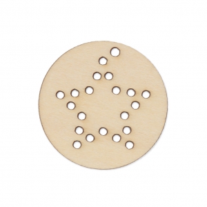 Pendente rotondo in legno da 30 mm da personalizzare - motivo a stella x1