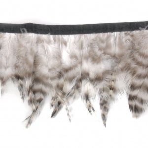 Nastro di piume per la decorazione e fabbricazione DIY - 8-12 cm - Nero/Bianco x1m