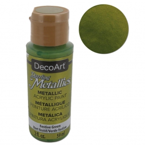 Pittura acrilica decorativa DecoArt Dazzling Metallics - Festive Green x59 ml