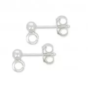 Orecchini a chiodo pallina - Fabbricazione europea - mm. 3 in Argento 925 x2