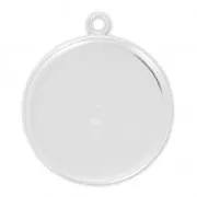 Castone pendente fondo piatto per cabochon 25 mm Argento 925