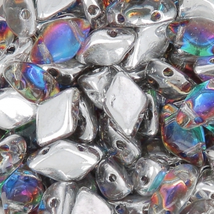 Perle in vetro Gemduo 2 fori 8x5 mm Crystal Petroleum Backlit x10g