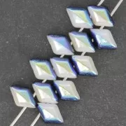 Perle in vetro Gemduo 2 fori 8x5 mm Crystal Volcano Backlit x10g