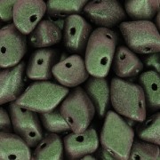Perle in vetro Gemduo 2 fori 8x5 mm Metallic Mat Chameleon Green x10g