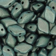 Perle in vetro Gemduo 2 fori 8x5 mm Green Turquoise Metallic Mat x10g|raw }}