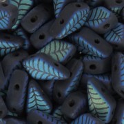 Perle in vetro Rep. Ceca Kite Beads 9x5 mm Jet Mat Laser Leaf x10g|raw }}