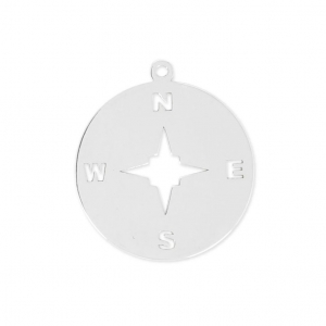 Breloque Rose des Vents - 19 mm en Argent 925 pour la création de bijoux fantaisie x1