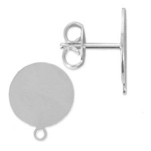 Orecchini a perno disco mm. 12 rodiato x2