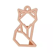 Ciondolo volpe origami 17 mm Argento 925 oro rosa x1