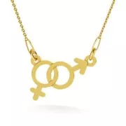 Distanziatore 2 anellini simbolo uomo/donna 10.5x18.3mm Argento 925 oro rosa x1