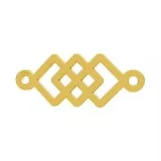 Distanziatore 2 anellini 3 quadrati 17x6.5 mm Argento 925 Dorato con oro fino x1