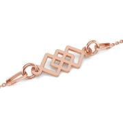 Distanziatore 2 anellini 3 quadrati 17x6.5 mm Argento 925 Dorato con oro fino x1