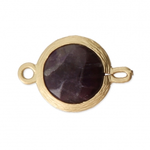 Distanziatore 2 anellini sfaccettato imitazione gemma 16 mm dorato satinato/Ametista x1