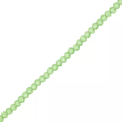 Perline sfaccettate rotonde - tonde appiattite 3x2 mm Verde chiaro trasparente x35cm